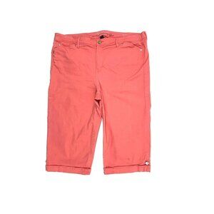 Gloria Vanderbilt Cuffed Skimmer Women's size 16 Peach Orange Denim Jean Shorts